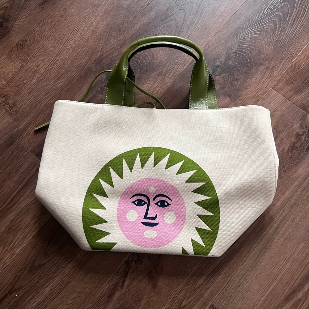 kate spade Cream Canvas Tote with Pink & Olive Sun Graphic